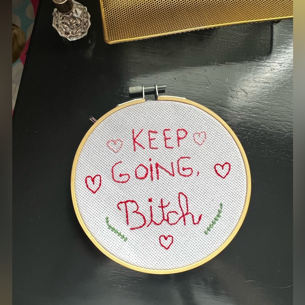 Embroidered wall hanging